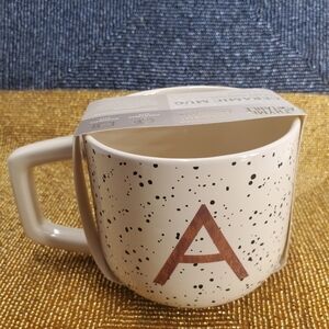Thyme & Table 13.5 fl oz Monogram   A  Beige Speckled Stoneware Mug (C16)